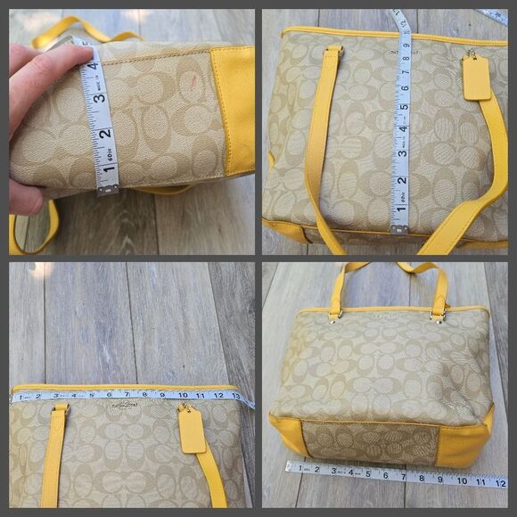 Coach Tan and Yellow Signature Tote - Picture 9 of 14